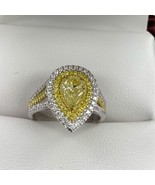 Three Row 1.47 TCW GIA Pear Brilliant Cut Light Yellow Diamond Ring 18k ... - €5.433,89 EUR