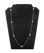Swarovski Faceted Crystal Station Necklace Silver Swan Logo 36 Inch Long... - £23.49 GBP