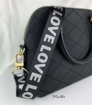 Black &amp; Silver LOVE Strap for Bags - Wide, Soft Nylon - Adjustable Length - £27.97 GBP