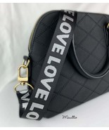 Black &amp; Silver LOVE Strap for Bags - Wide, Soft Nylon - Adjustable Length - $29.75