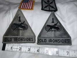 US Army 1st lot ARMORED DIVISION Old Ironsides tab Patch  hook &amp; loop back  - $23.75