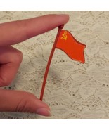 Vintage Toy Soldier Flag USSR Plastic w Sticker Design - £7.56 GBP