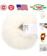 White Soft Mohair Knitting Yarn - Anti-Pilling, 200 cm Length for Cozy C... - $27.89 CAD