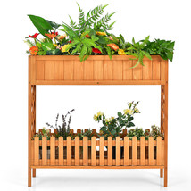 2-Tier Raised Garden Bed Elevated Wood Planter Box for Flower Herb Vegetable - £102.46 GBP