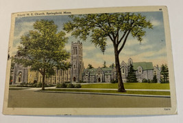 Postcard Trinity M.E. Church, Springfield, MA Colored Linen Posted 1952  - £3.88 GBP