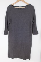 J Jill S Black Gray Pattern Knit Ponte 3/4 Sleeve Dress Pockets - £23.90 GBP