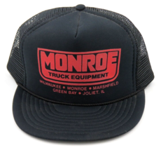 Vintage Monroe Truck Equipment Trucker Hat Black Mesh Snapback Nissin - $14.80