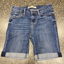 Girls Levi Strauss Denim Bermuda Blue Jean Shorts Adjustable Waist Size 10 - £6.32 GBP