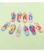 Flip flop fimo clay pendant charms -9 PIECES - $13.56 CAD