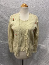 Vintage Easter Spring Grandma Sweater &amp; Vest 2pc Set, Women&#39;s Sz 10, Cot... - £28.69 GBP