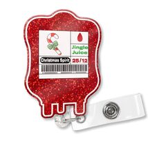 XQLZY Jingle Juice Red Retractable Badge Reel with Shark Clip Glitter - $66.76 MXN XQLZY Jingle Juice Red Retractable Badge Reel with Shark Clip Glitter - $66.76 MXN