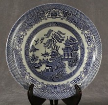 Vintage English China Stoneware BLUE WILLOW Round Vegetable Bowl 8-5/8&quot; - £19.47 GBP