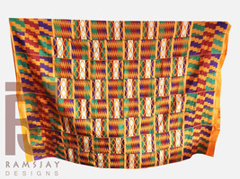Kente Handwoven Cloth Ashanti Kente Ghana Asante African Art Textiles 6 ... - £150.10 GBP