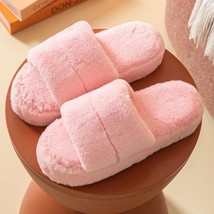 Women Winter House Slippers Cute Plush High Heels Fluffy Warm Shoes Thic... - £19.57 GBP
