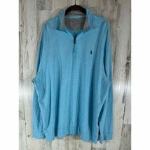 Polo Ralph Lauren Sweater Shirt Light Blue Gray Pullover 1/4 Zip Size XXL READ - £15.62 GBP