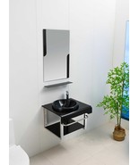 24&quot; Wide Modern Tempered Glass &amp; Stainless-Steel Set include mirror and ... - $527.76 CAD+