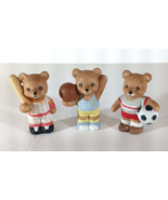 Homco 3 TEDDY BEAR SPORTS FIGURINES Vintage #1408 Baseball Basketball So... - $14.24
