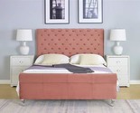 Mid Century Modern Tufted Upholstered Bed, Queen Size, 63&quot;, Rose - $859.99