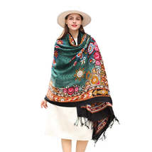 Anyyou 100% Pure Merino Wool Multicolor Poncho Winter Large Scarf Pashmina Shawl - £77.01 GBP+