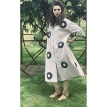 VTG Vuokko Finland Cotton Op Art Circle Print A-Line Dress Coat Snap Fro... - $490.05