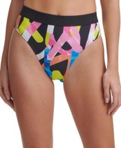 MSRP $58 Dkny Printed Logo High-Waist Bikini Bottoms Swimsuit Black Size Medium - £11.78 GBP