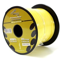 Audiopipe 14 ga 100ft CCA Stranded Primary Ground Power Remote Wire Spool Yellow - £31.96 GBP