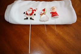 Lot 3x Rough Damaged Vintage Christmas Floral Pick Flocked Santa Claus B... - $213.11 MXN