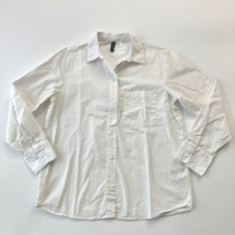 H&amp;M Divided Women White Blouse Button Front Cotton Long Sleeve Shirt XS - £5.36 GBP
