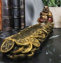 Lucky Buddha Hotei Holding Gold Ingot And Wine Gourd Incense Holder Figu... - $458.41 MXN