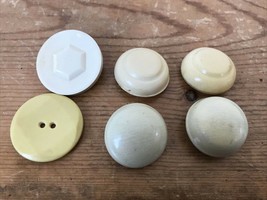 Vintage Mid Century Antique Mixed Set Lot 6 Round Yellow Celluloid Buttons - $13.99