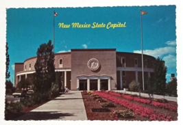 New Mexico State Capital Building Flags Santa Fe NM UNP Postcard c1970s 4x6 - $4.99