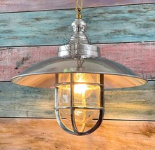 Maritime Slave Brass Aluminium Shade Passageway Bulkhead Hanging Light Nautical - £97.31 GBP