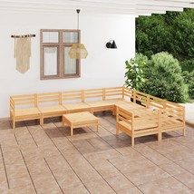 10 Piece Garden Lounge Set Solid Wood Pine - £283.36 GBP