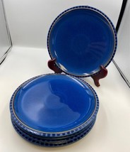 Denby REFLEX Blue China Stoneware England Dinner Plates Set of 5 - £195.45 GBP