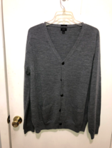 J Crew Merino Wool Mens XL Slim Fit Grandpa Sweater With Pockets Gray - £15.56 GBP