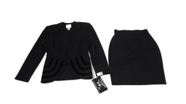 Vintage Joseph Ribkoff Womens Black 2 Piece Suit Skirt Zip Jacket Size 8 RTL$240 - £78.67 GBP