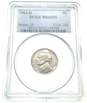 1983-D 5C Jefferson Nickel Graded by PCGS as MS65FS Full Steps Nice Strike - $263.52