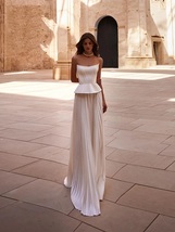 Elegant Women&#39;s White Floor Length Dress Fashion Strapless Backless Pleated Temp - £84.70 GBP