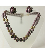 Vintage beaded necklace and matching clip on earrings made in Hong Kong  - $24.70