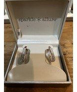 Sparkle Allure Silver Plated Simulated Diamonds Rose Gold Hoop Stud Earr... - $24.99