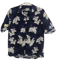 Aloha Republic Mens Shirt Size XL Blue White Floral Short Sleeve Button ... - $25.28