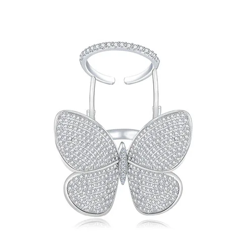 High Quality Korean Fashion Adjustable Butterfly Rings for Teens Micro Paved Shi - £22.17 GBP
