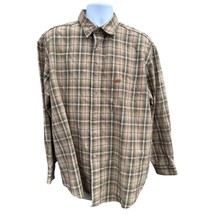 Carhartt Men&#39;s Plaid Shirt Sz XL Long Sleeve Button Up Tan Work Dress Ca... - $17.10
