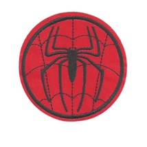 SPIDER-MAN IRON ON PATCH 2.75&quot; Round Red Black Superhero Embroidered App... - $3.95
