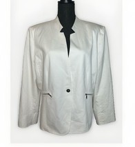 Tahari Women&#39;s White Single Button Blazer/Jacket Two Zipper Pockets Size 18 XL - $21.46