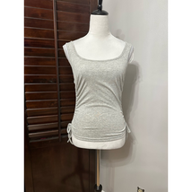 4th + Reckless Womens Tank Top Gray Heathered Sleeveless Scoop Neck Ruched M New - £11.72 GBP