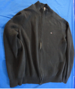 VINTAGE TOMMY HILFIGER 100% COTTON BLACK FULL ZIP UP COLD WEATHER SWEATE... - $461.00 MXN