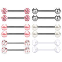 2pcs Tongue Rings Barbell Nipple Rings Tongue Rings Stainless Steel Straight Bar - £3.30 GBP+