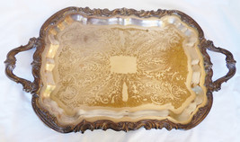 Antique FB Rogers silverplate Footed Waiter Battler Tray 24&quot; Lady Margaret 6377 - £163.11 GBP