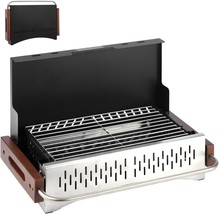 Portable Charcoal Grill, Tabletop Foldable Barbeque Grill, Stainless Steel - $31.98